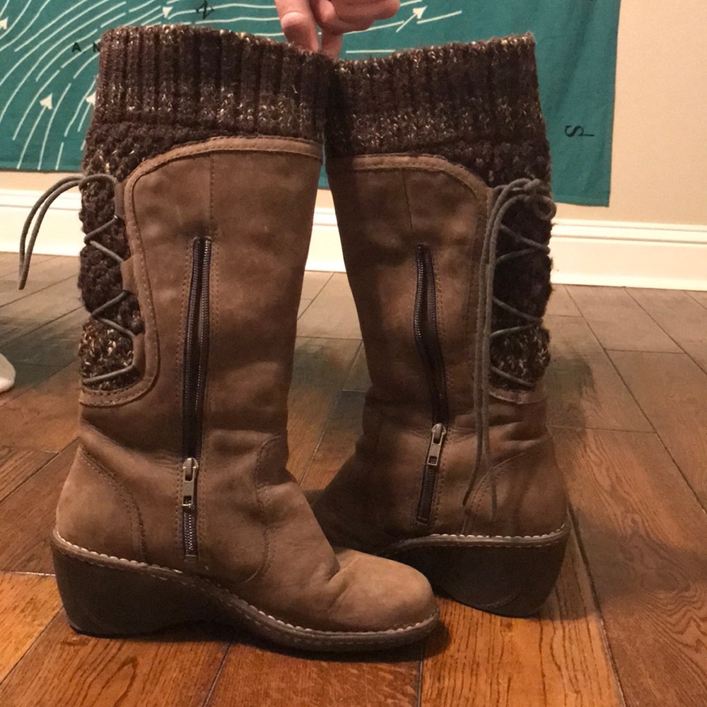 Brown lace up wedge UGG boots